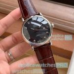 New Style Omega De Ville Automatic Black Dial Brown Leather Strap Watch